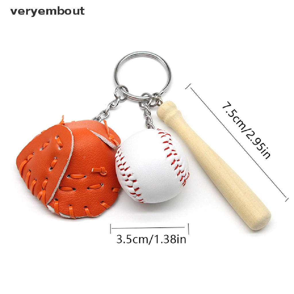 Móc Khóa Ba Món Hình Găng Tay Bóng Chày Mini