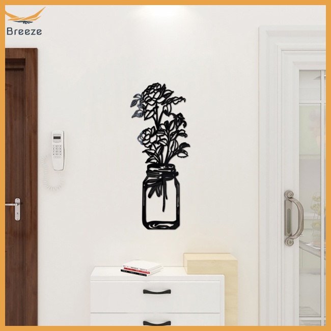 Gương Dán Tường Bằng Acrylic Hình Lọ Hoa 3d Trang Trí Nhà Cửa