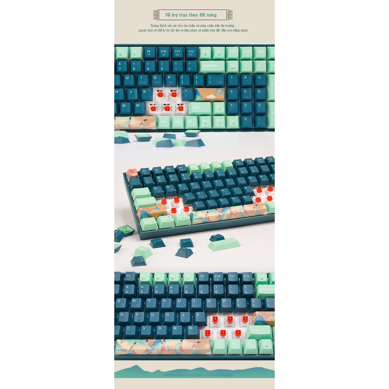 Bàn phím cơ không dây Newmen GM1000 Spring 3 chế độ  kết nối  - Hàng Chính Hãng