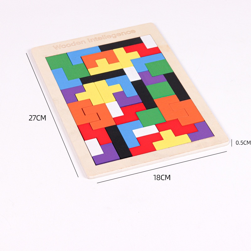 Đồ Chơi Xếp Hình Tetris 3D Khung Gỗ Nhiều Màu Sắc Dễ Thương Cho Bé
