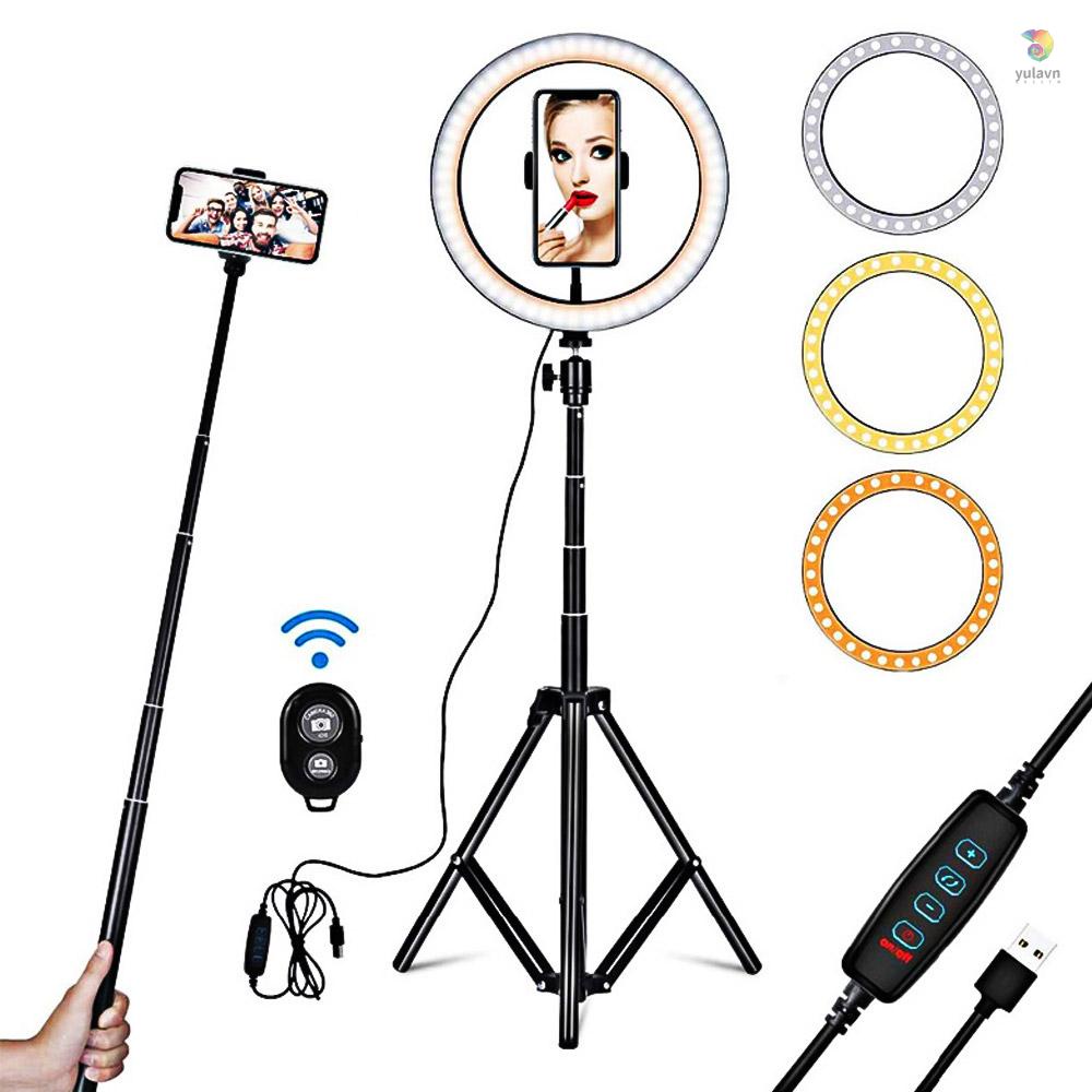 Đèn LED Hình Tròn 10inch / 26cm Gắn Giá Đỡ Ba Chân Hỗ Trợ Chụp Ảnh