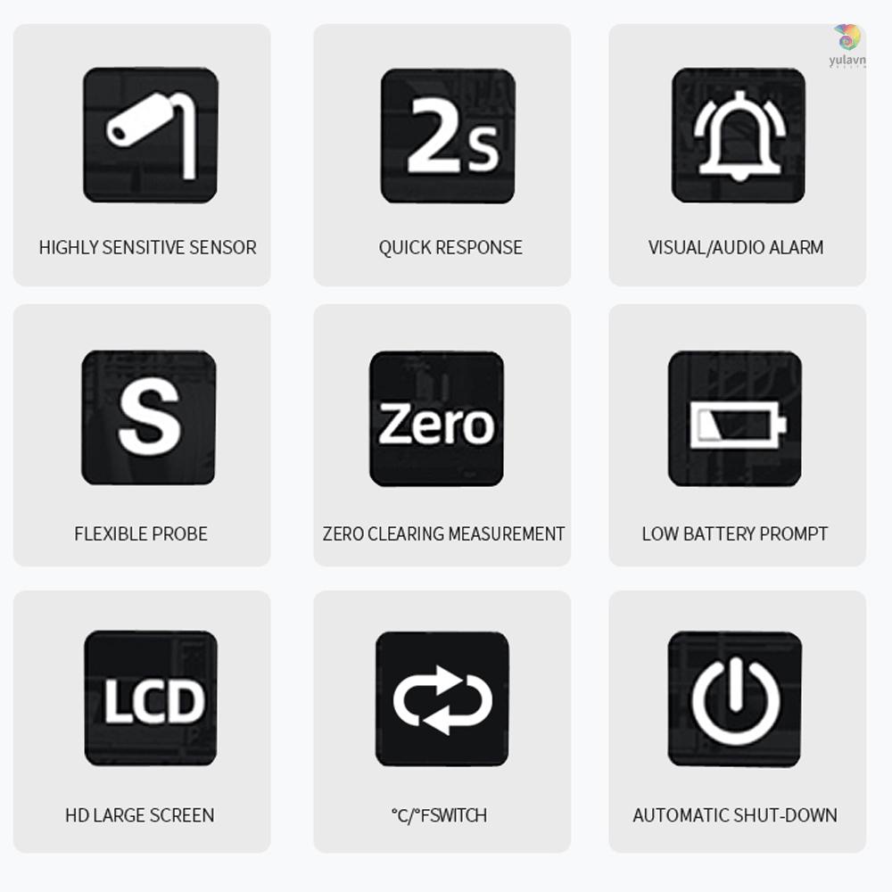 (yala) Thiết Bị Phân Tích Khí Gas Rò Rỉ Tự Nhiên Cầm Tay Kiểm Tra Nhiệt Độ Và Âm Thanh Ánh Sáng
