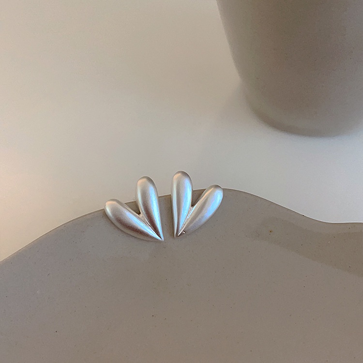 Bông Tai Hình Trái Tim Bằng Kim Loại Nhám Phong Cách Hàn Quốc Thời Trang Cho Nữ