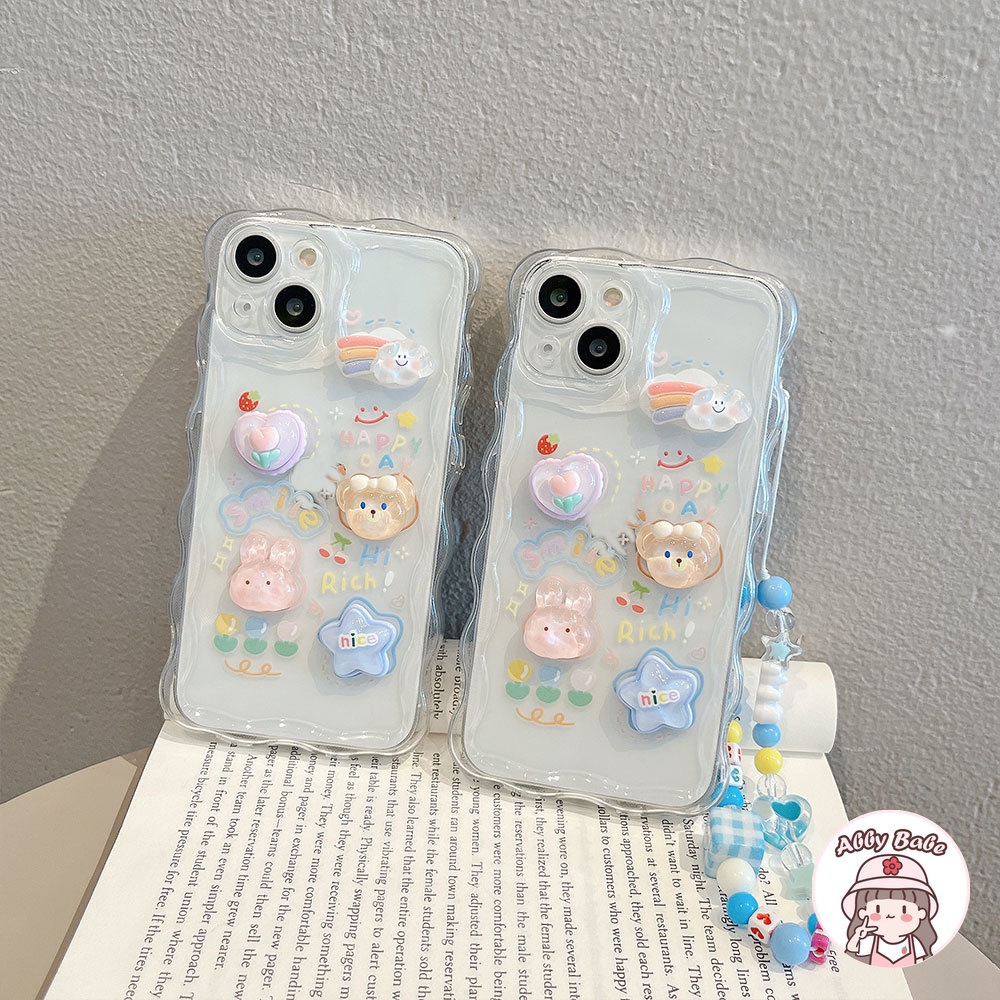 Ốp Điện Thoại TPU Mềm Trong Suốt Chống Mồ Hôi In Hình Gấu Thỏ Lấp Lánh Cho IPhone 14 Pro Max 13 12 11 Pro Max X XS Max