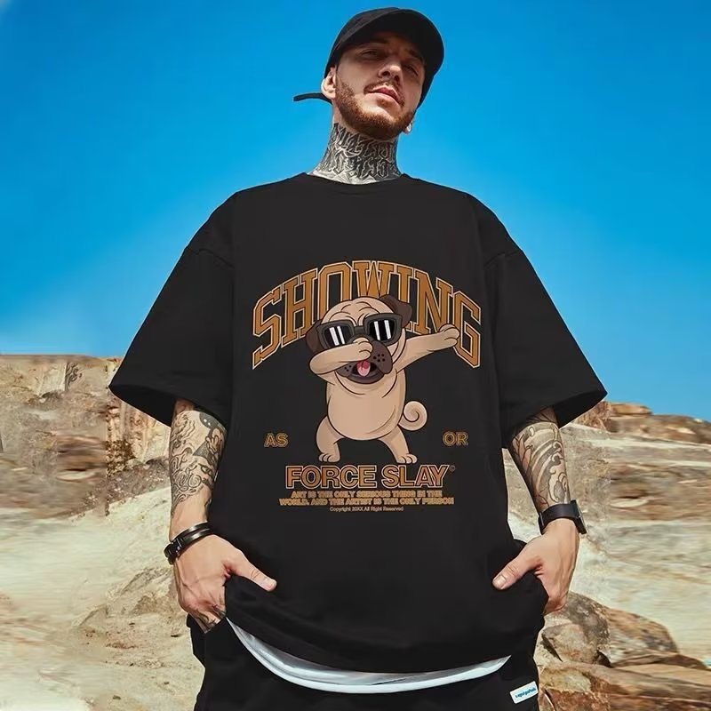 Áo Thun Tay Ngắn In Họa Tiết Hoạt Hình Phong Cách hip hop Hàn Quốc Thời Trang Cho Nam size M-5XL