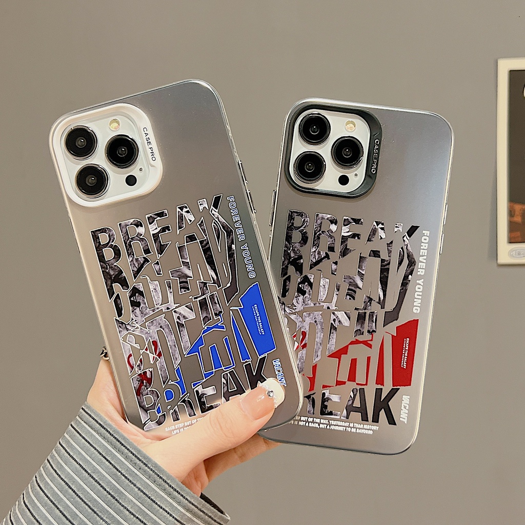 Ốp Điện Thoại TPU Dẻo Viền Mạ Màu Bạc In Chữ Đơn Giản Thời Trang Cho iphone 13 14 12 11 pro max