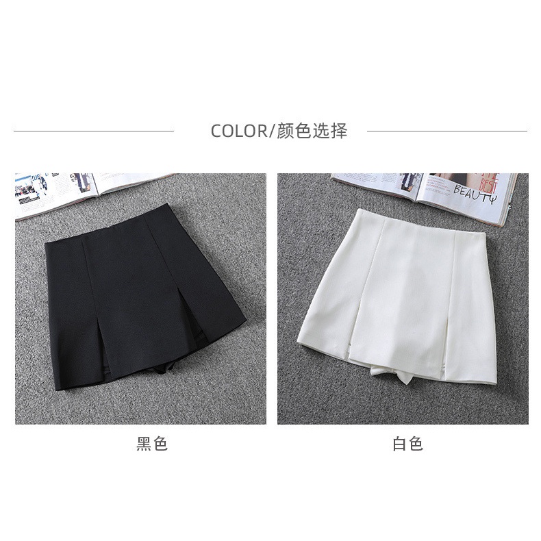 Chân Váy Ngắn Chữ a Lưng Cao Xẻ Tà Màu Đen Thời Trang Xuân Hè 2022