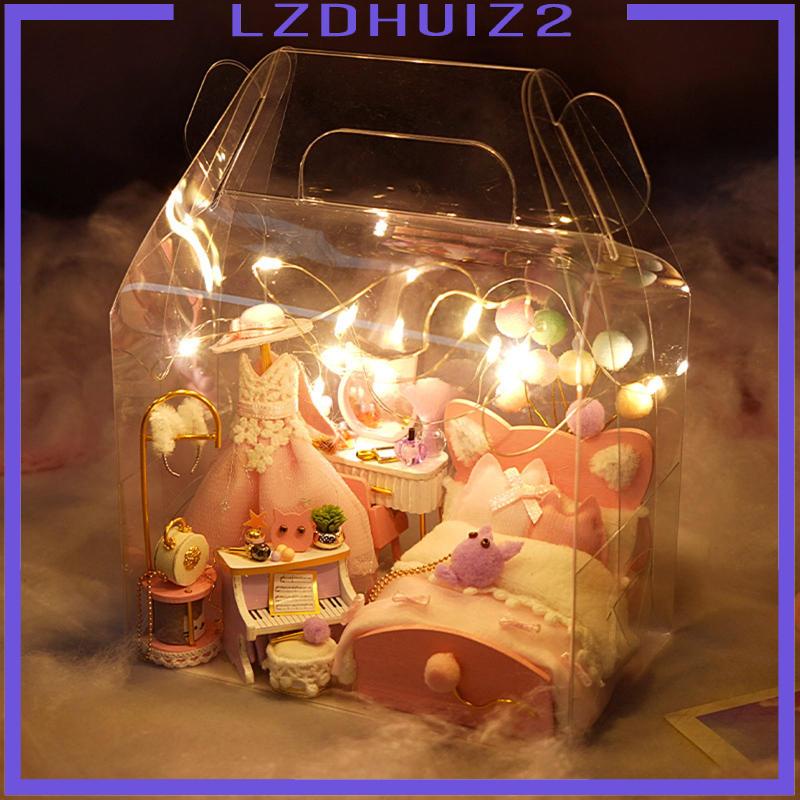 [Lzdhuiz] Nội Thất Bằng Gỗ Có Đèn LED Cho Nhà Búp Bê