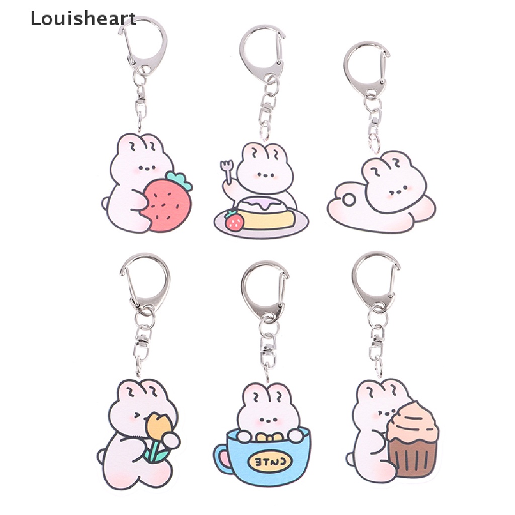 Louisheart Móc Khóa Hình Thỏ Trắng Bằng Acrylic Dễ Thương