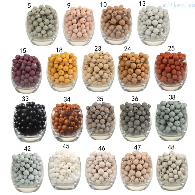 Bộ 20 Hạt Silicone Xỏ Vòng Tròn Nhiều Màu Làm Đồ Chơi DIY Cho Bé