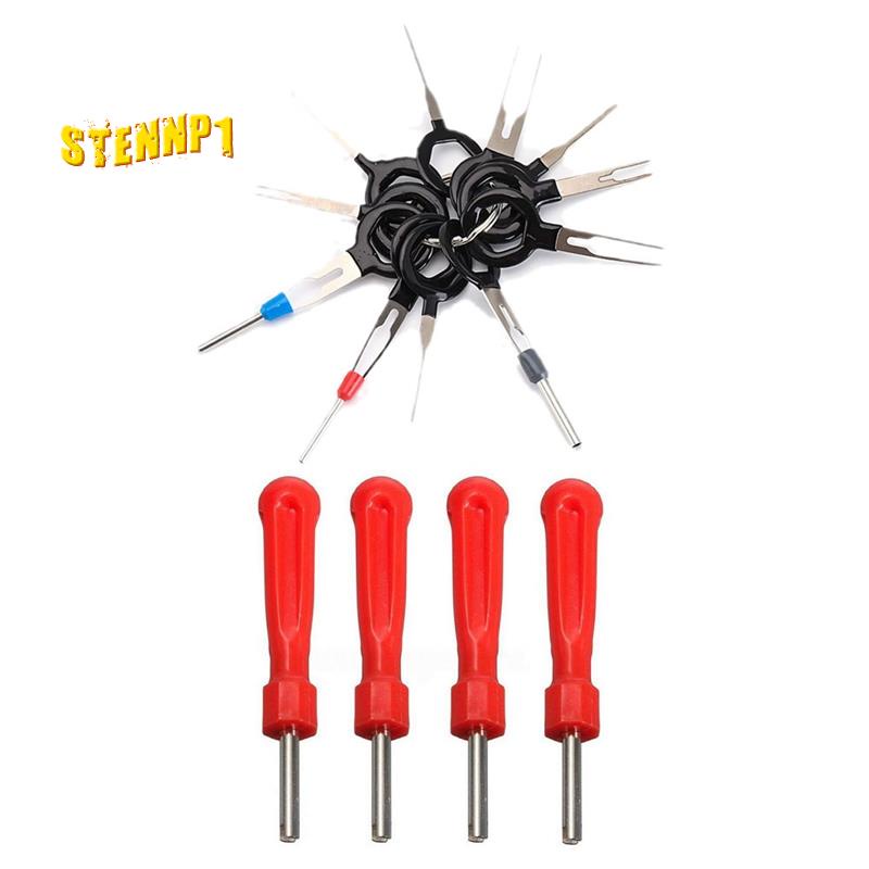 Bộ 11 Cái Đầu Nối Dây Điện Kèm 4 Dụng Cụ Sửa Chữa Lõi Van Bánh Xe