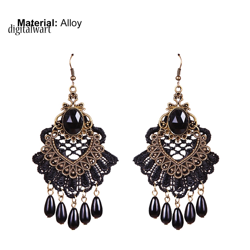 Kỹ Thuật Số| 1 Đôi Bông Tai Ren Rỗng Đính Đá Tua Rua Phong Cách Halloween