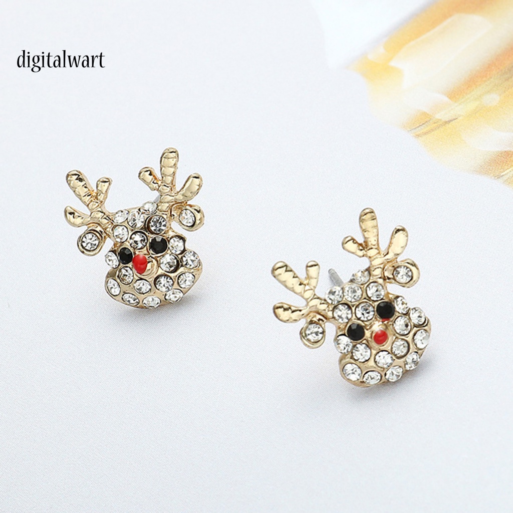 Kỹ Thuật Số| 1 Đôi Bông Tai Hợp Kim Hình Tuần Lộc Giáng Sinh Đính Đá Thời Trang Dành Cho Nữ