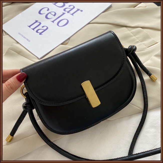 Túi Đeo Chéo Bằng Da Pu Màu Trơn Đơn Giản Phong Cách Retro Cho Nữ