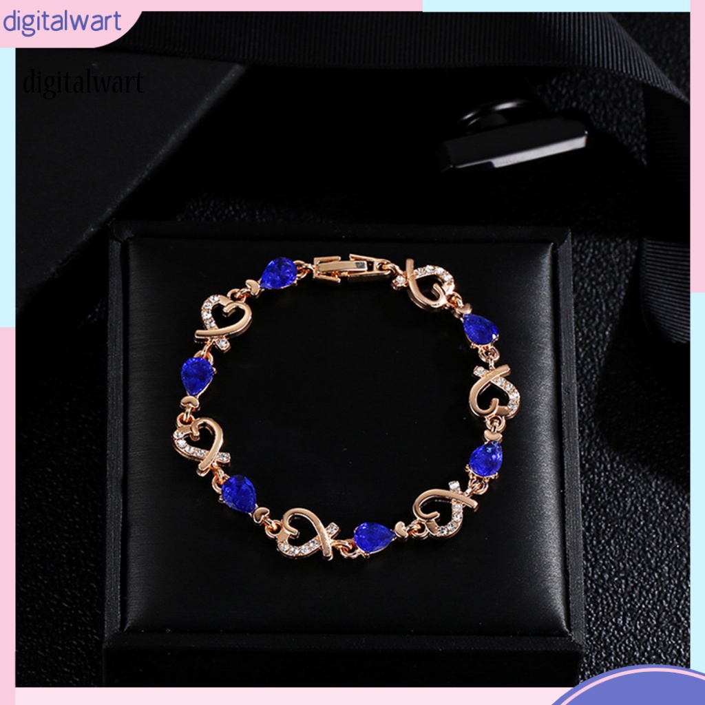 Kỹ Thuật Số| Vòng Tay Đính Đá Zircon Hình Trái Tim Thanh Lịch Cho Nữ