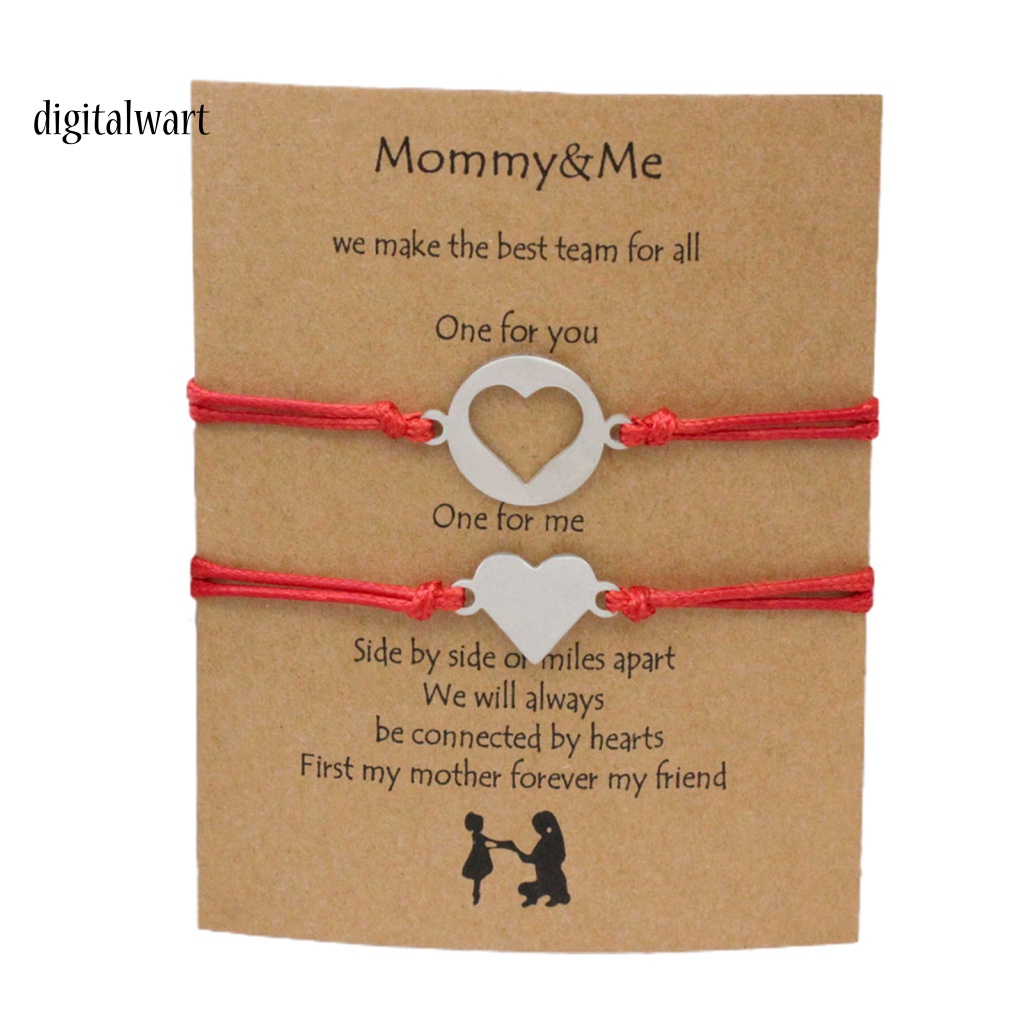 Kỹ Thuật Số| 1 Cặp Vòng Đeo Tay Dây Bện Mặt Trái Tim Thẻ Chữ Mommy Me Dễ Thương Có Thể Điều Chỉnh Cho Mẹ Và Con Gái