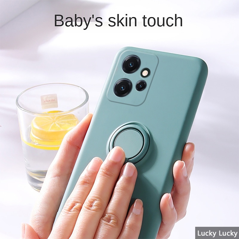 Ốp lưng Redmi Note 12 4G 12 Pro 4G 5G Giá đỡ vòng từ tính Chân đế silicon mềm Bảo vệ toàn diện Máy ảnh Dây buộc Chống va đập miễn phí