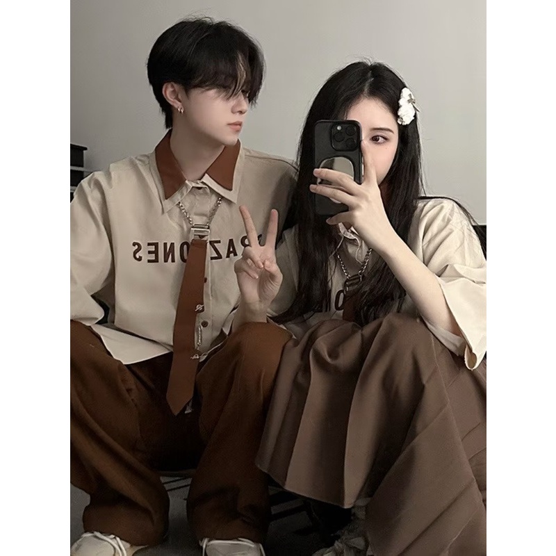 Áo Sơ Mi Đồng Phục Ngắn Tay Dáng Rộng Phối Cà Vạt Size M-4XL Thời Trang Mùa Hè 2023 Chất Lượng Cao