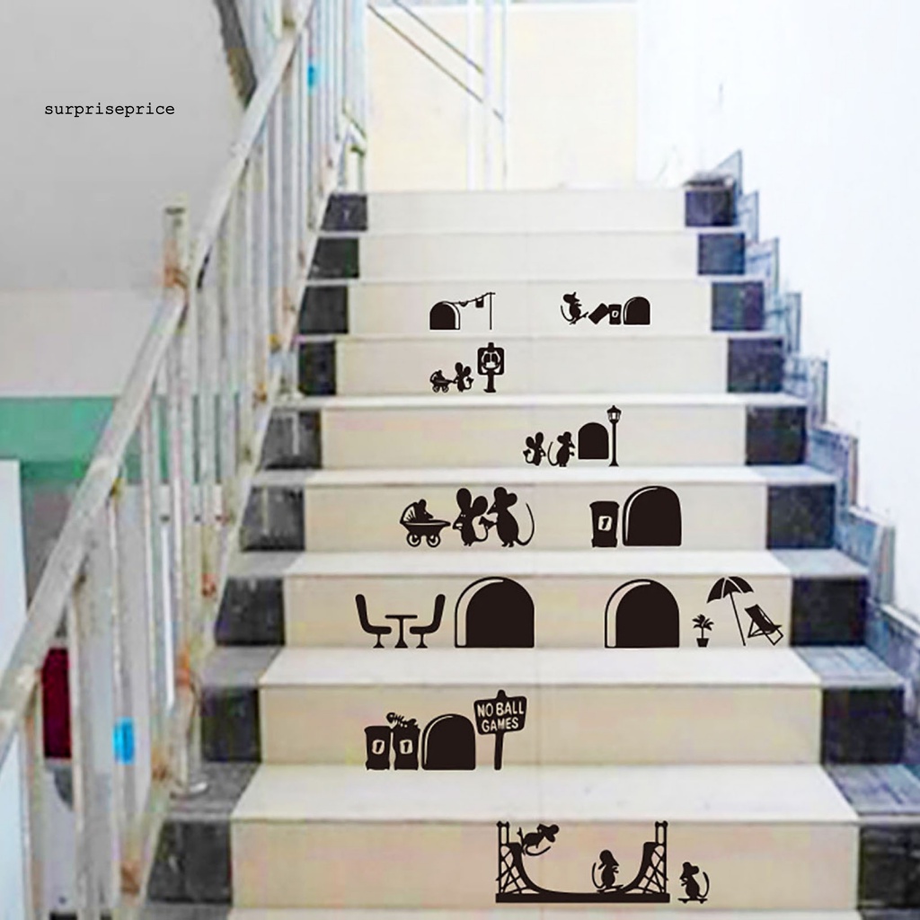 Sticker Dán Tường Trang Trí Hình Chuột Vui Nhộn Không Mùi