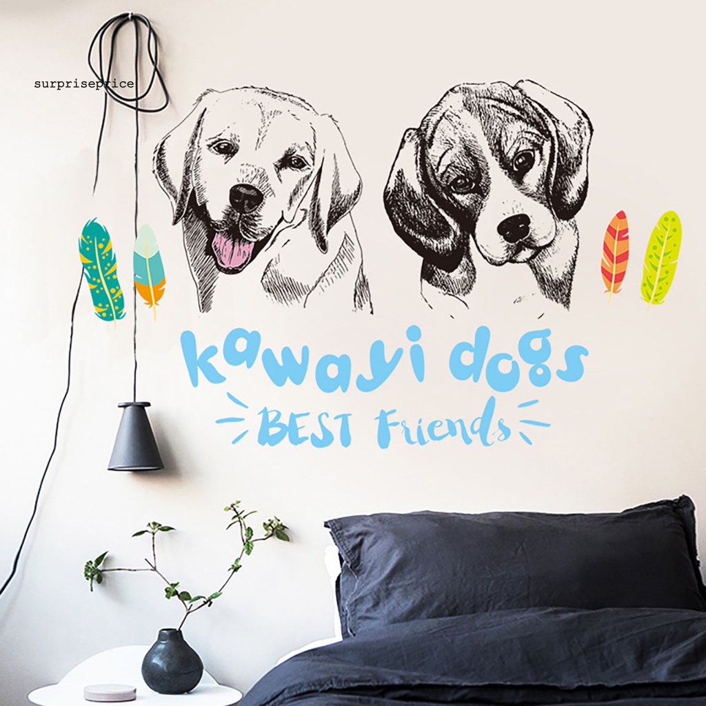 Decal dán tường Tự Dính Chống Thấm Nước Họa Tiết Chú Chó Hoạt Hình Dùng Trang Trí Nhà Cửa