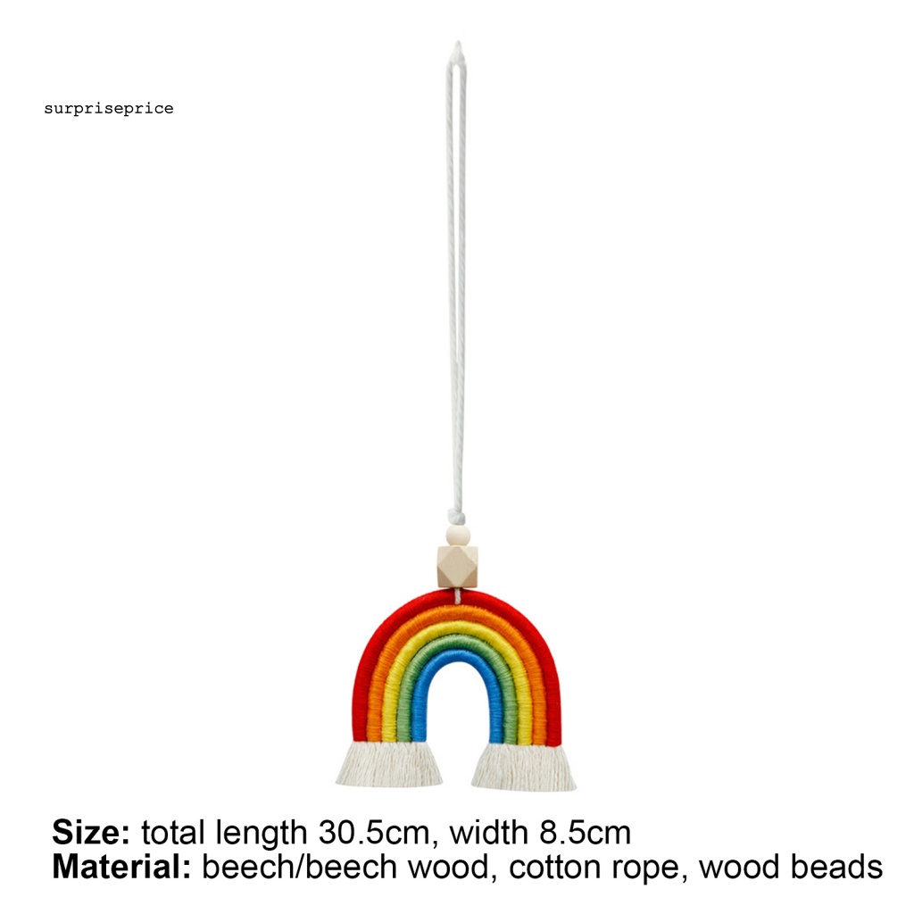 Phụ Kiện Treo Trang Trí Xe Hơi Hình Cầu Vồng Bằng Dây Cotton Bện