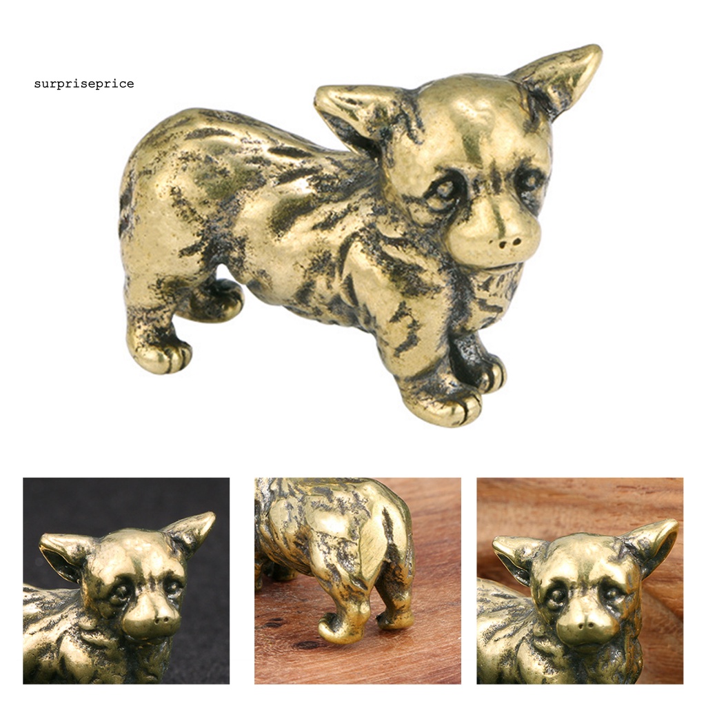 Spa Tượng Điêu Khắc Hình Chú Chó Bằng Đồng Chống Rỉ Sét Sống Động Để Bàn Trang Trí