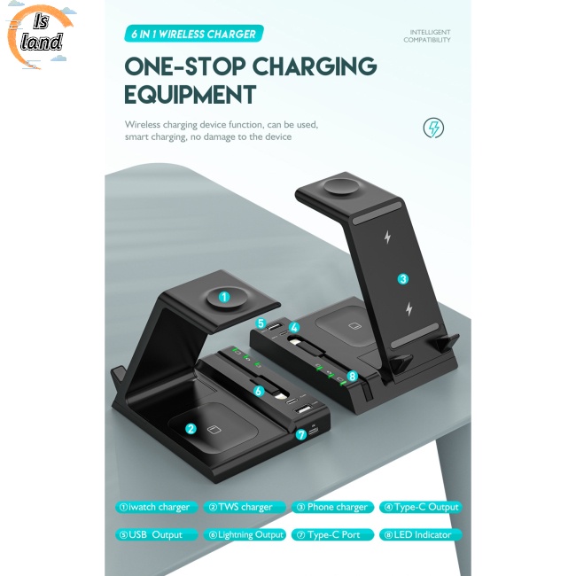 Đế Sạc Nhanh Không Dây 3 Trong 1 15w Cho Điện Thoại Ios / Đồng Hồ / Tai Nghe