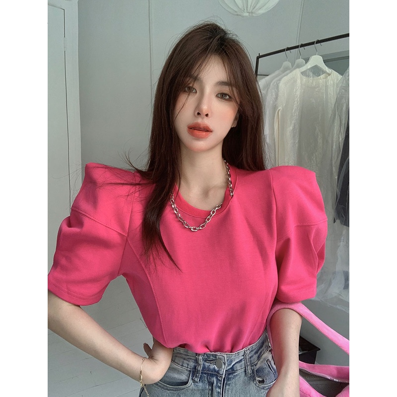 Áo Thun Tay Ngắn Dáng Rộng Phối Dây Xích Thời Trang Mùa Hè Cho Nữ