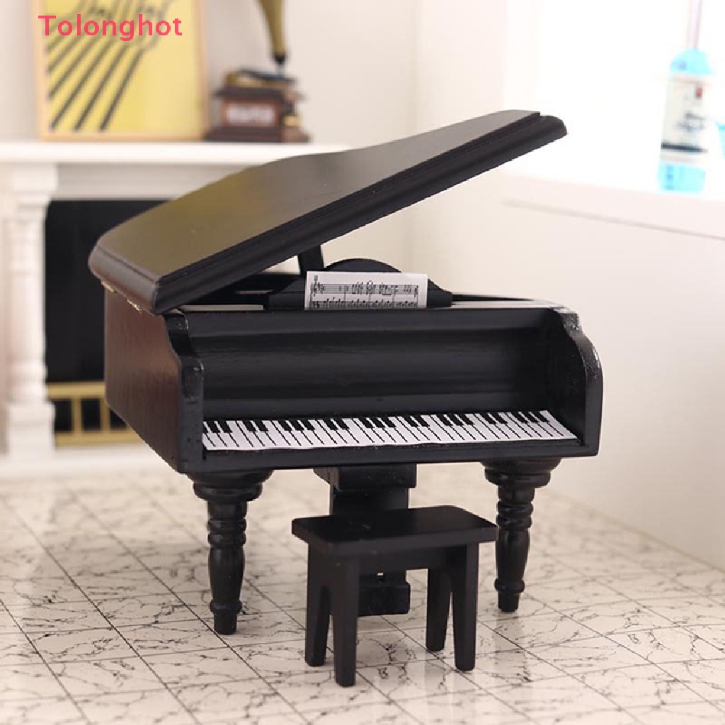 Mô Hình Đàn Piano Trắng Đen Tỉ Lệ 1: 12 Trang Trí Nhà Búp Bê