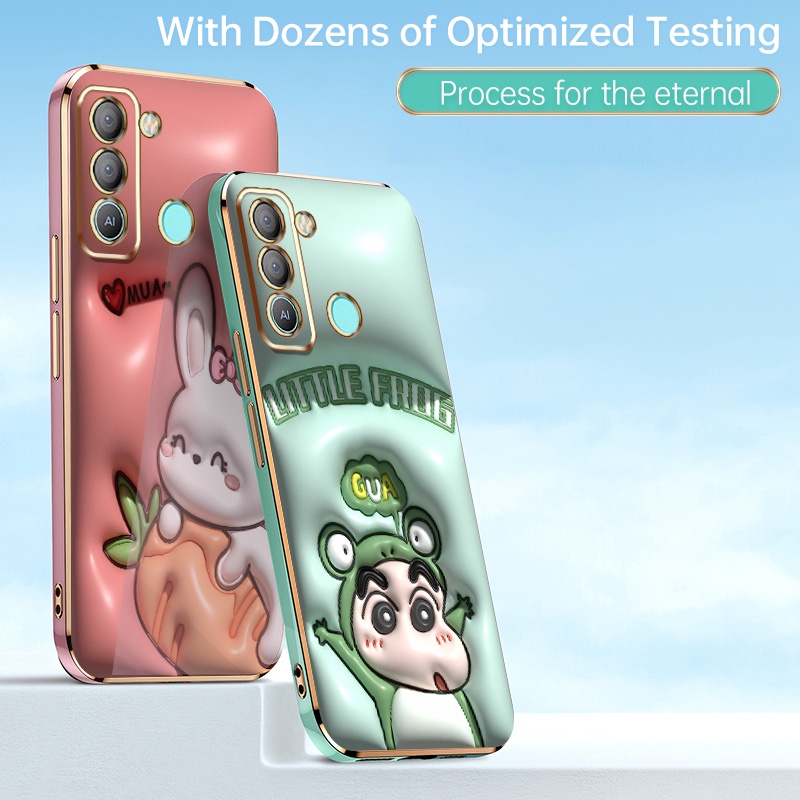 Ốp Điện Thoại Mạ Điện Hình Vuông Họa Tiết Hoạt Hình 3D Cho Tecno Pop 5 Lte BD4 BD4i BD4a