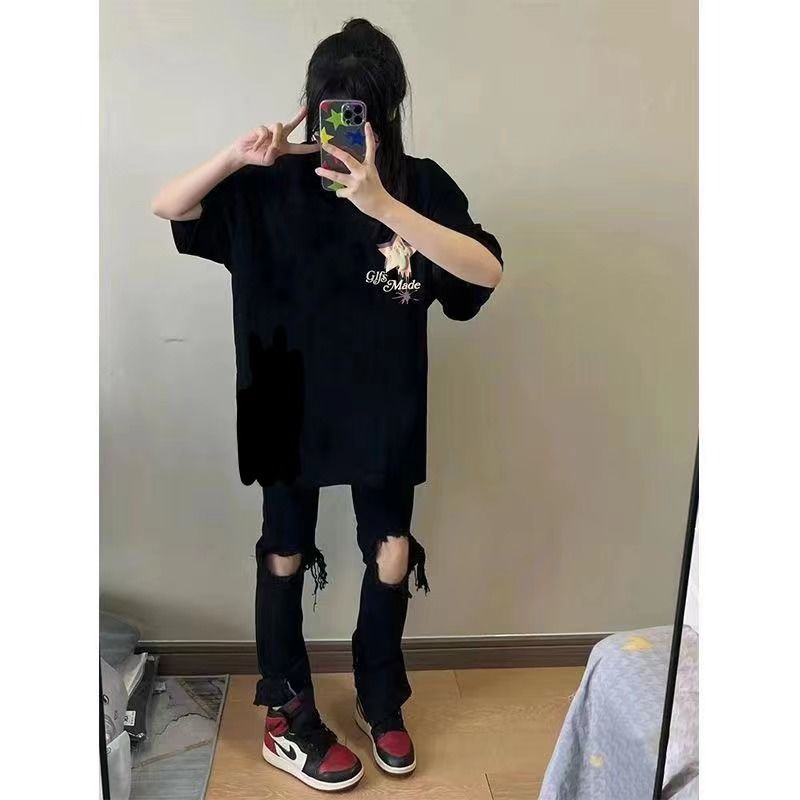 Áo Thun Tay Ngắn Dáng Rộng In Họa Tiết Bọt Biển Phong Cách Hàn Quốc Thời Trang Mùa Hè Mới Cho Nữ