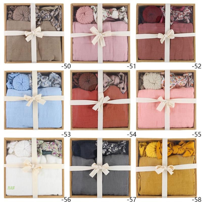 1 Set Chăn Quấn Và Nón Bằng Cotton Mềm Mại Cho Bé Sơ Sinh
