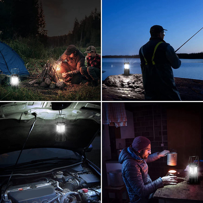 Bộ 2 Đèn Pin Chống Thấm Nước Kèm Móc Có Thể Gấp Gọn Tiện Dụng Mang Theo Cắm Trại