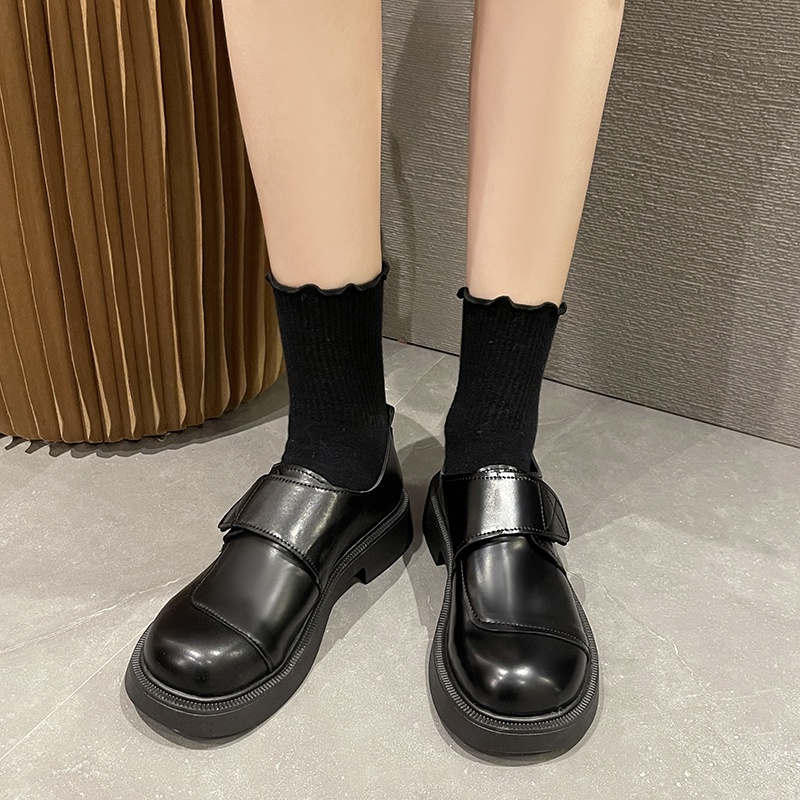 Giày Da Mũi Tròn Đế Bằng Cột Dây Thời Trang Công Sở Thanh Lịch Cho Nữ