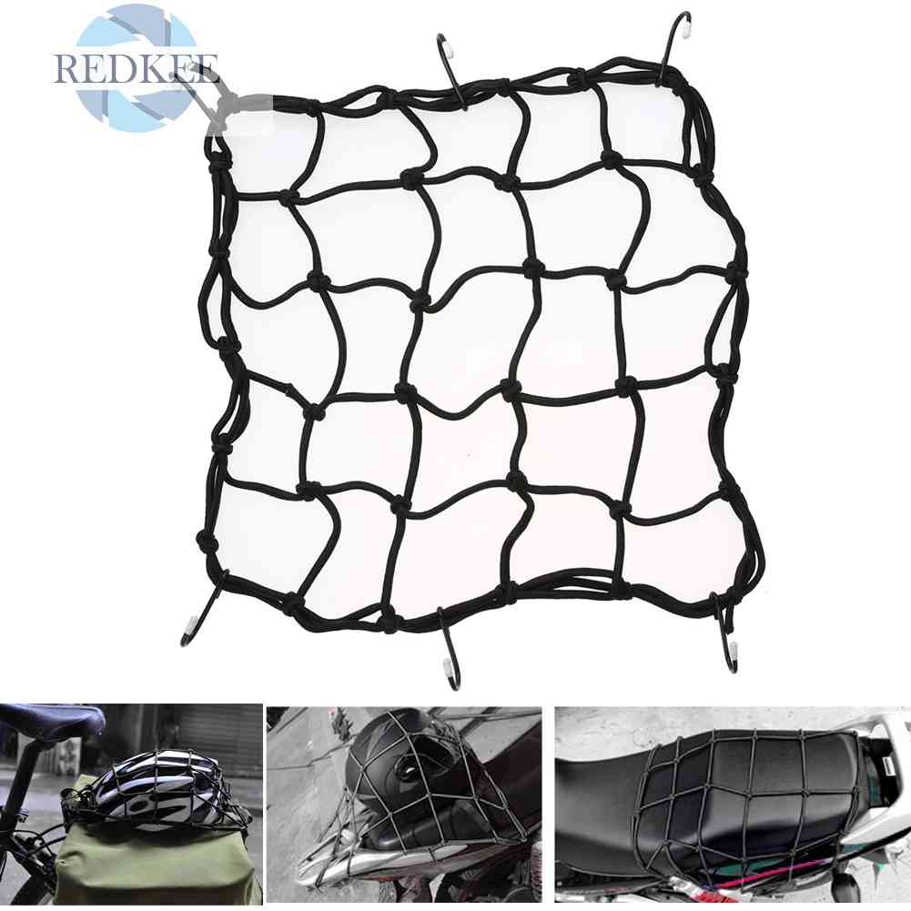 Lưới Giữ Hành Lý Co Giãn 28cm * 28cm Có Móc Gắn Xe Đạp / Xe Máy
