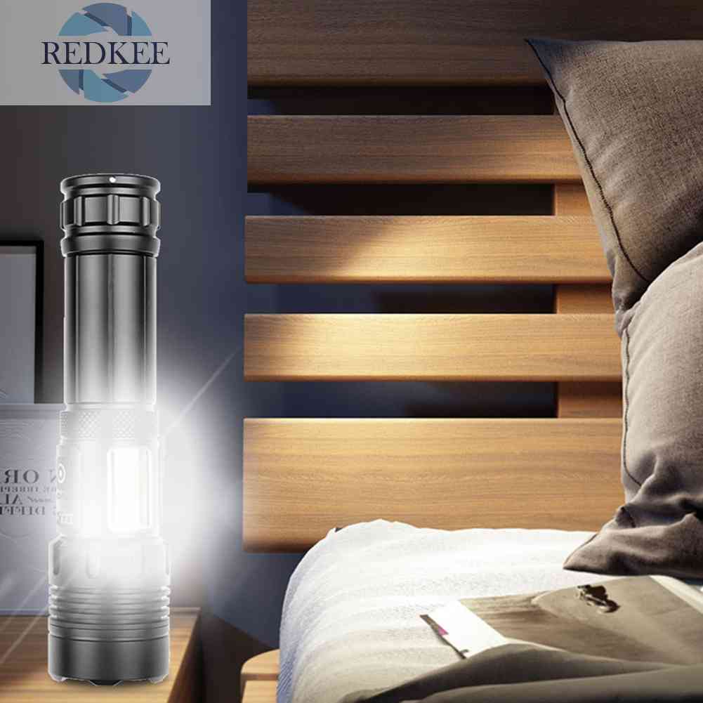 Đèn Pin LED COB 18650 COB Ánh Sáng Trắng / Đỏ Có Thể Sạc Lại Bằng Cổng USB