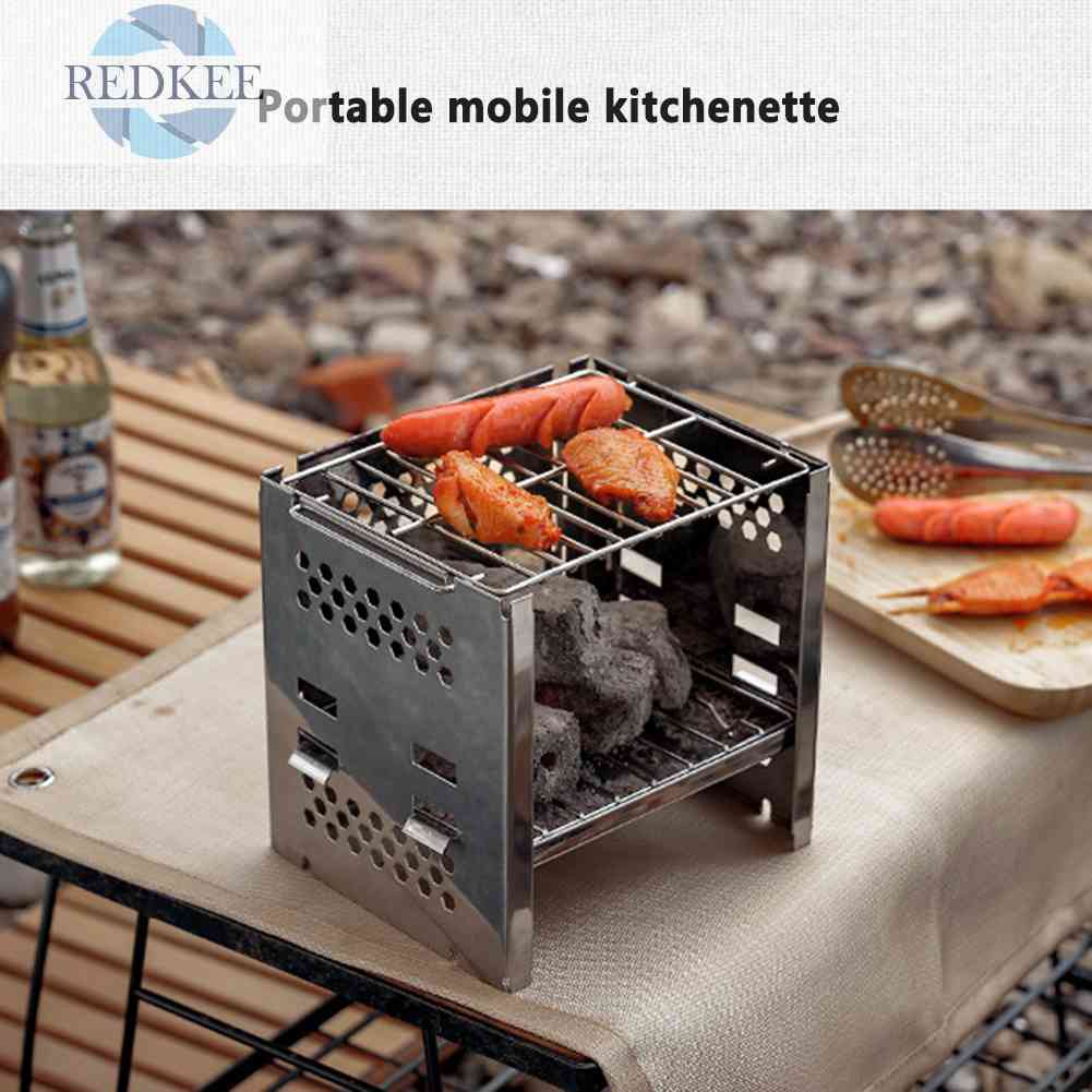 Bếp Than Củi Hai Lớp Mini Có Thể Gấp Gọn Tiện Dụng Khi Đi Cắm Trại