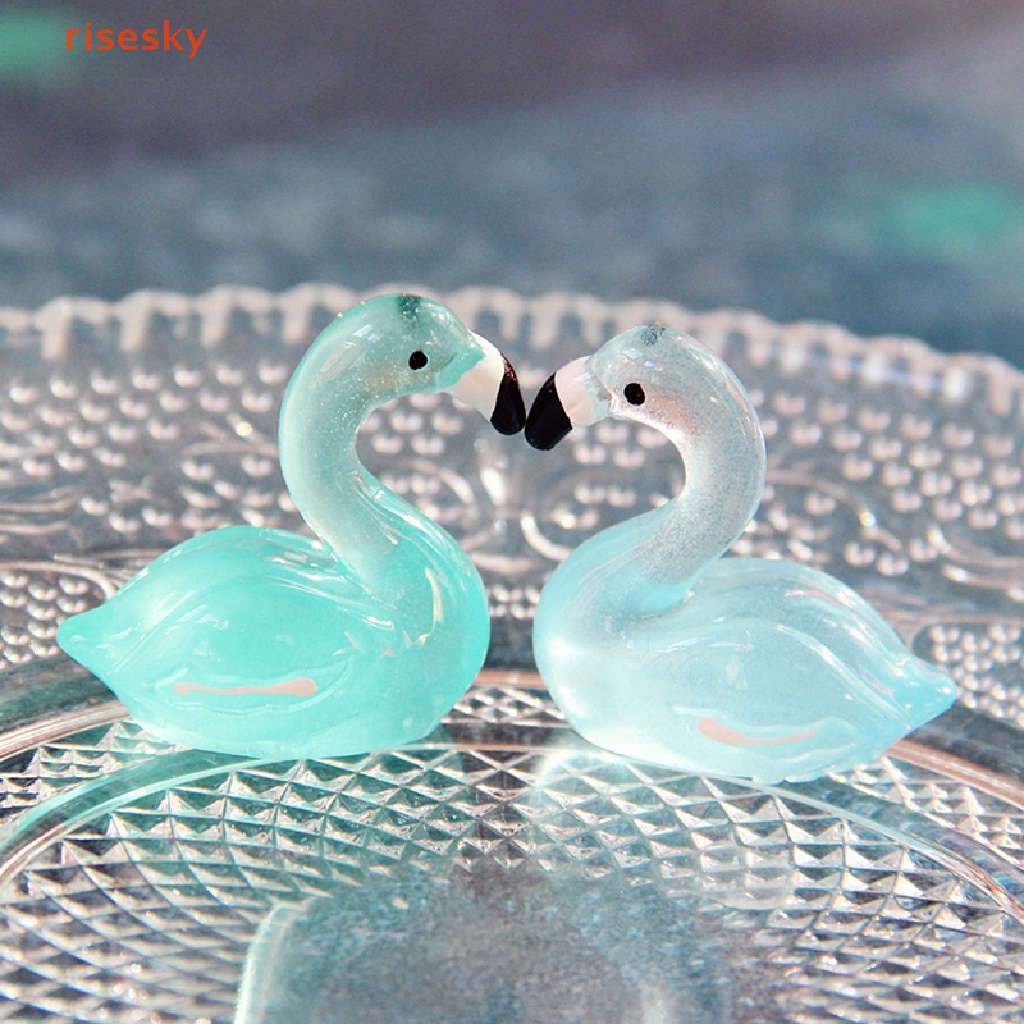 Set 10 Chú Vịt Dạ Quang Mini Bằng Nhựa Resin Trang Trí Giáng Sinh / Sinh Nhật / Tiệc Tùng
