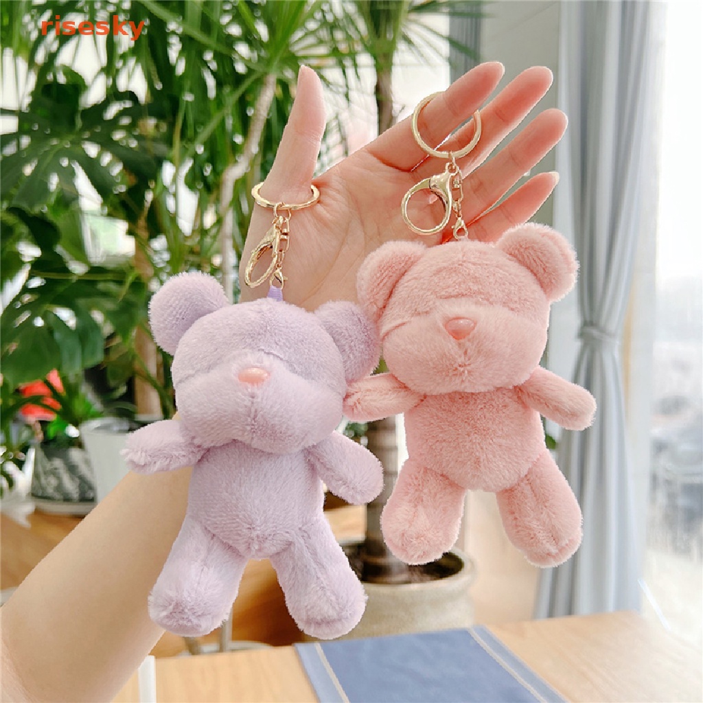 Móc Khóa Hình Gấu Bông Bằng Cotton Mềm Mại Dễ Thương