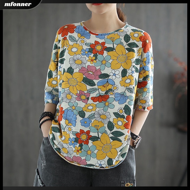Áo Thun Tay Ngắn Cổ Tròn Plus Size Cho Nữ