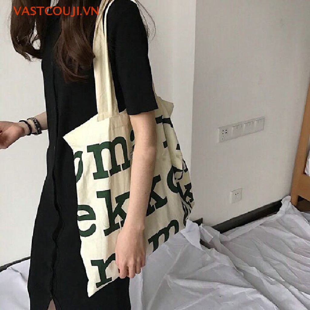 Túi Xách Canvas Cỡ Lớn In Chữ / VASTJI Thời Trang Harajuku Cho Nữ