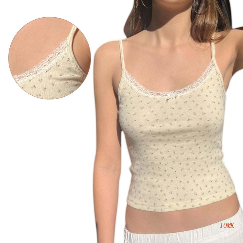 Áo Croptop Hai Dây Phối Ren Thời Trang Mùa Hè Cho Nữ