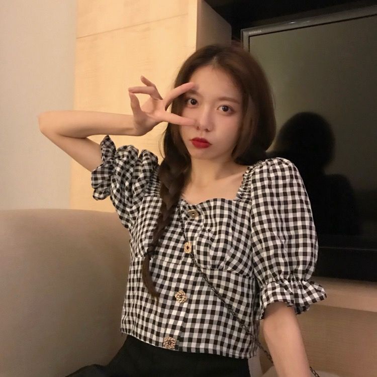 Áo Kiểu Tay Phồng Ngắn Dáng Ôm Thời Trang Hàn Quốc Xinh Xắn Cho Nữ