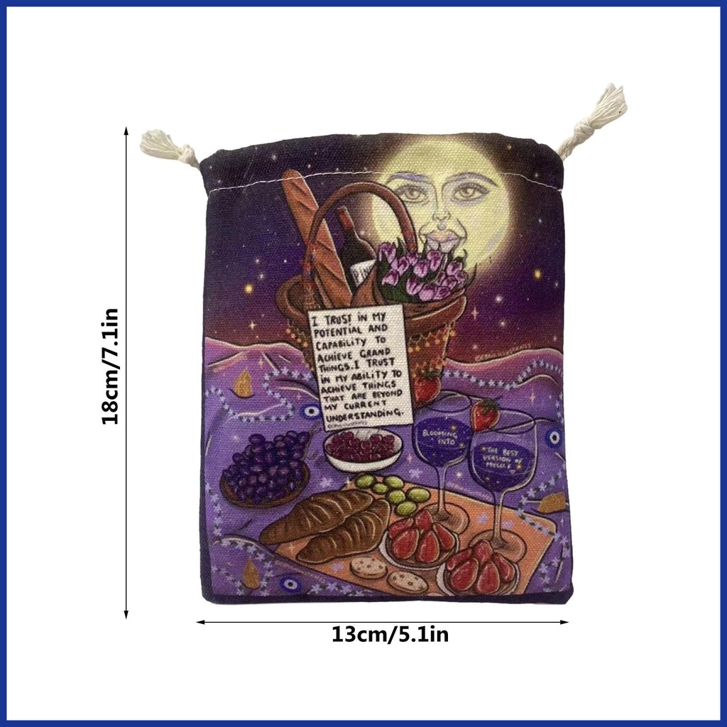 Túi Vải Đựng Bài Tarot Hình Mặt Trăng 5X7 Inch Đa Năng Tiện Dụng