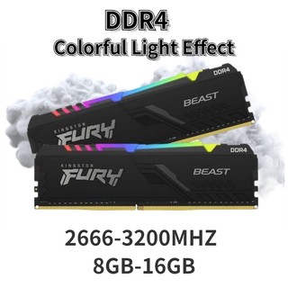  Kingston Fury DDR4 Máy tính để bàn RAM Beast RGB Nhiều màu sắc 8 16Gb 2666 3200Mhz PC4L Bộ nhớ máy tính để bàn 