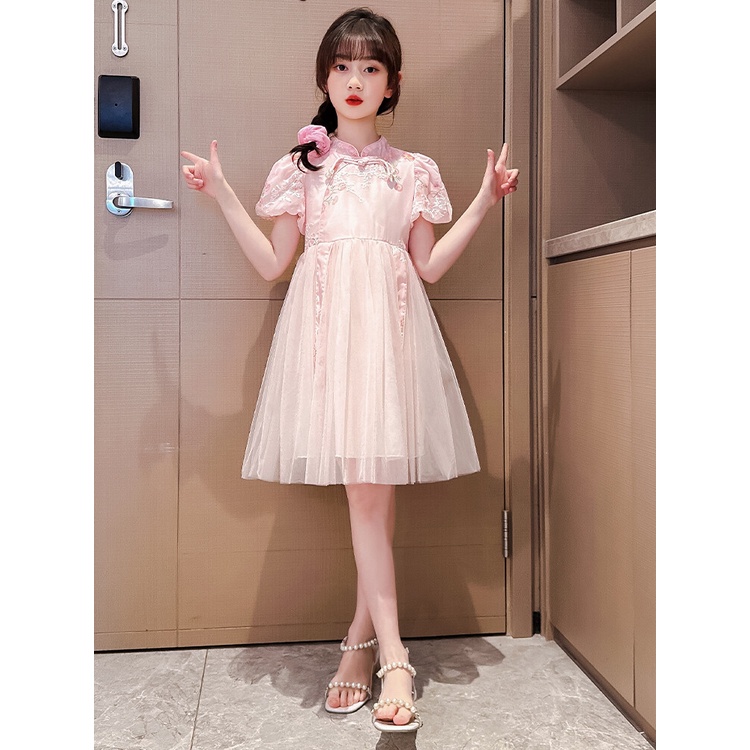 CALOBABY váy bé gái mùa hè Váy Bé Gái  váy xinh váy cho bé gái váy công chúa bé gái váy công chúa bé gái đầm công chúa bé gái váy mùa hè váy công chúa cho bé gái váy hè cho bé gáiChân Váy Sườn Xám Phối Ruy Băng Đính Ng