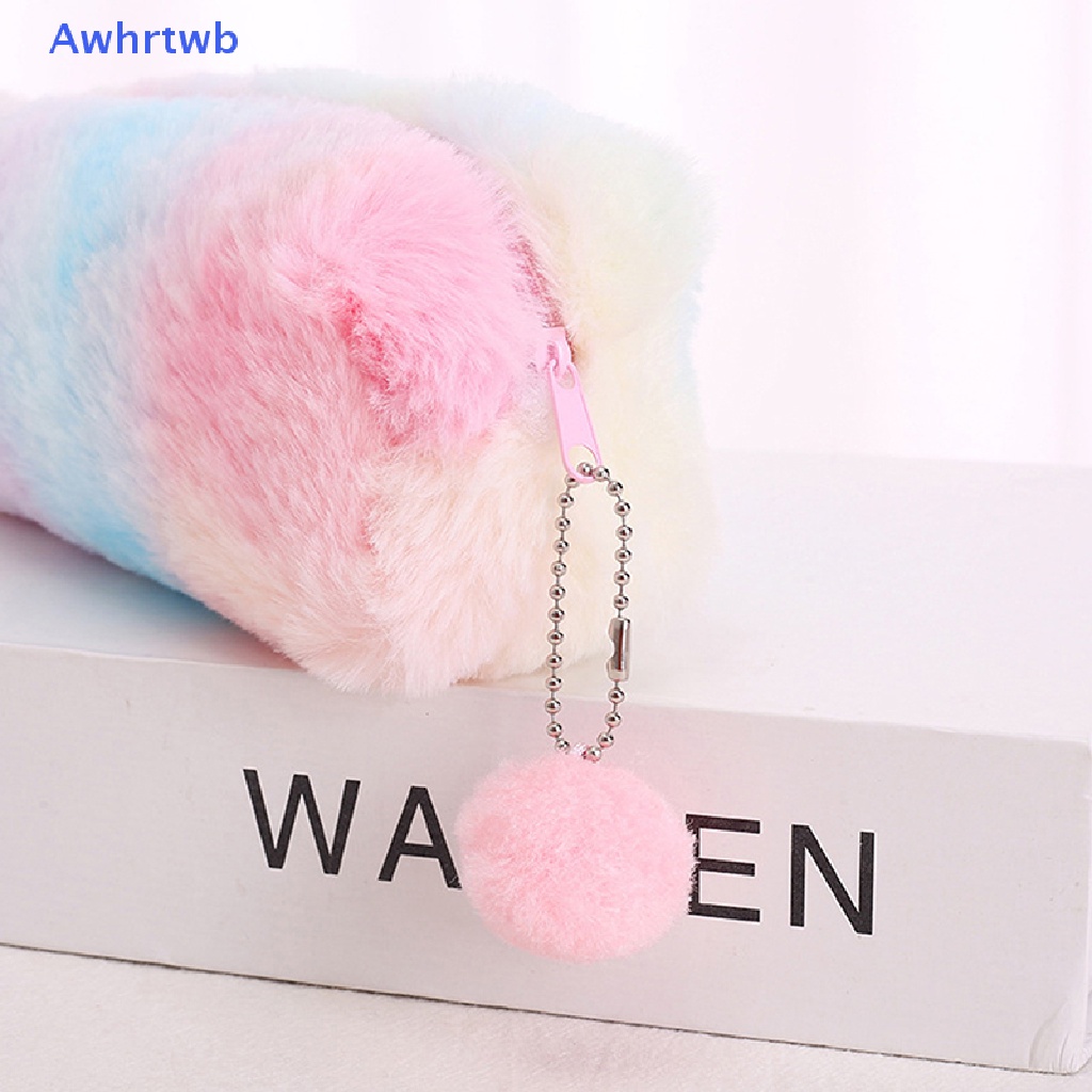 Awhrtwb Túi Đựng Bút Bằng Vải Lông Màu Gradient Hình Bát Giác Sáng Tạo Cho Nữ Mới