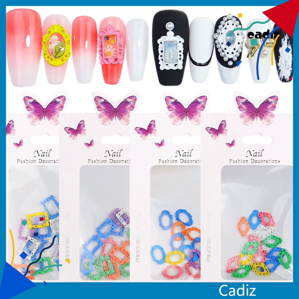 1 Hộp Phụ Kiện Trang Trí Móng Nghệ Thuật Hình Hoa Ba Chiều Viền Rỗng Bằng Hợp Kim Phong Cách Vintage