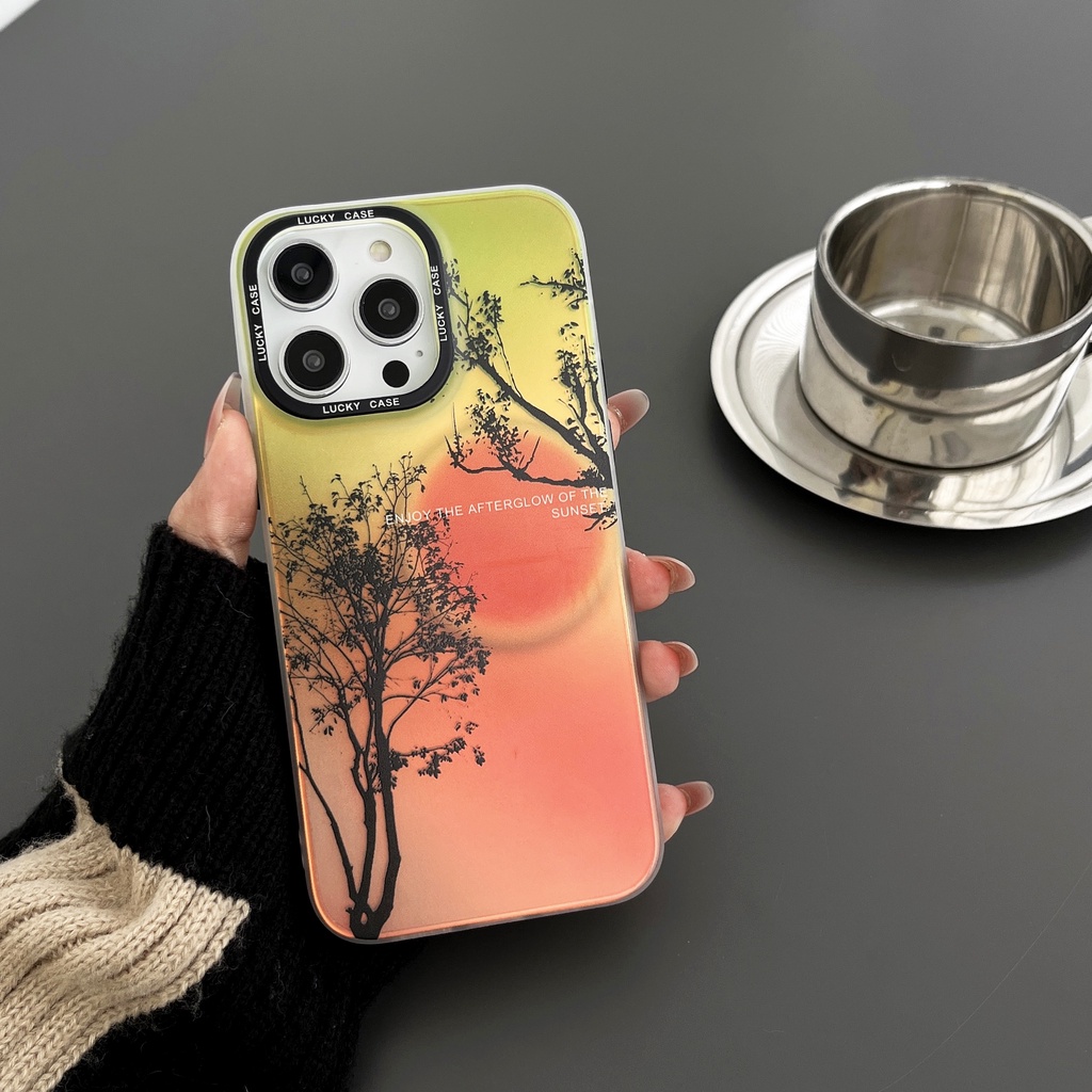 Ốp Điện Thoại Silicon TPU Mềm Chống Sốc Chống Rơi In Họa Tiết Hoàng Hôn Cho iPhone 14 13 12 11 PRO MAX