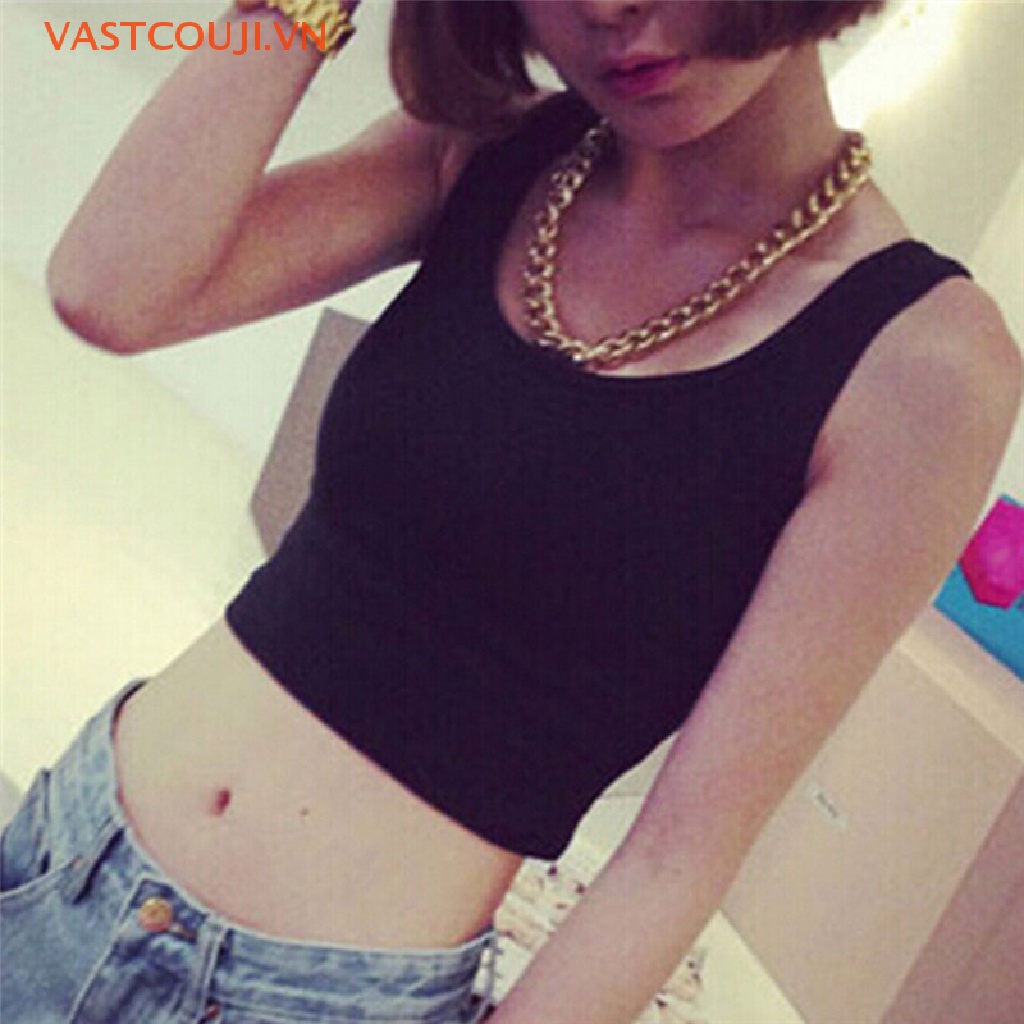 Áo Croptop Sát Nách Màu Trắng / Đen Thời Trang Mùa Hè Cho Nữ